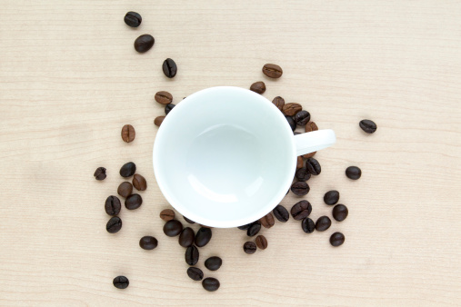 Blank coffee cup with coffee bean