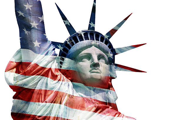 Statue of Liberty with flag U.S.A