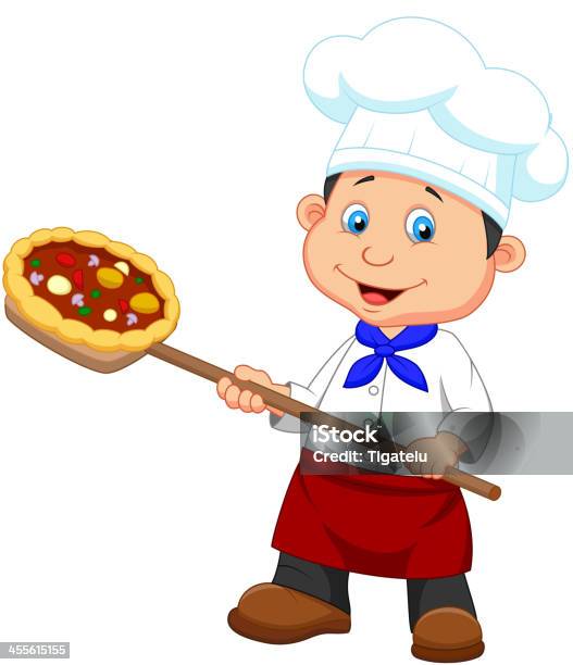 Cartoon A Baker With Pizza Stock Illustration - Download Image Now - Adult, Baked Pastry Item, Baker - Occupation