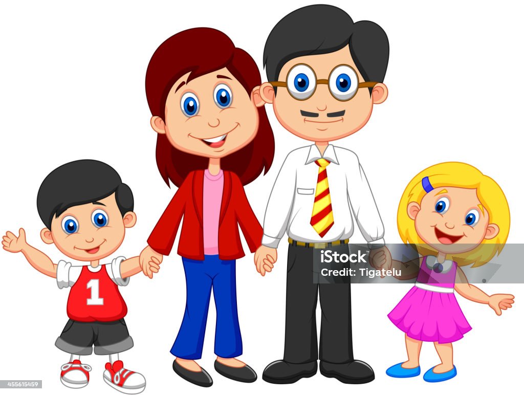 Happy Family Cartoon Stock Illustration - Download Image Now - Adult, Boys,  Brother - iStock