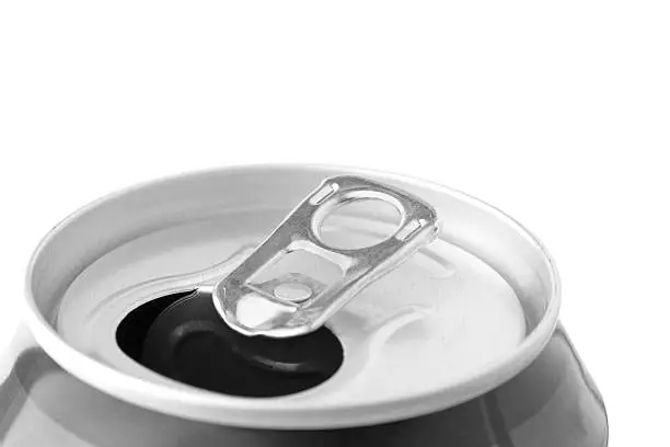 Photo of Closeup ring pull on an open beverage can
