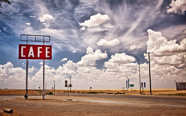 istock Cafe sign along historic Route 66 in Texas. 455620669