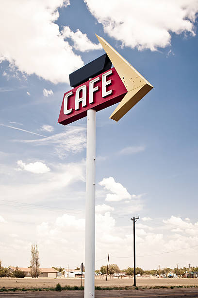 istock Cafe sign along historic Route 66 in Texas. 455621233
