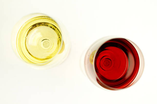 istock Glasses of red and white wines from above. 455621417