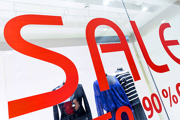istock sale word with shop window 455622665