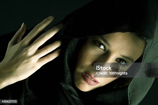 Mysterious Woman In Scarf Stock Photo - Download Image Now - Finger on Lips, Iranian Ethnicity, One Woman Only