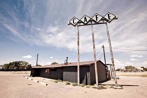 istock Cafe sign along historic Route 66 in Texas. 455627551