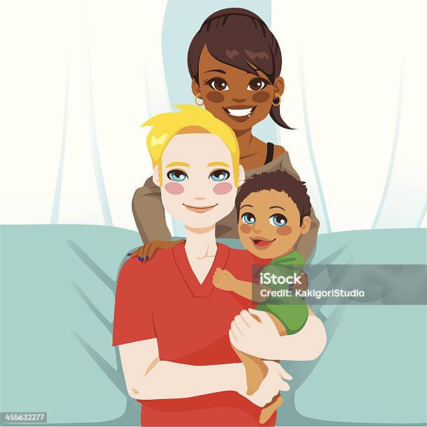 Glückliche Interracial Familie Stock Vektor Art und mehr Bilder von 12-17 Monate - 12-17 Monate, Afrikanischer Abstammung, Afro-amerikanischer Herkunft