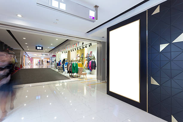 istock Distant view of display at department store with mannequins 455632903