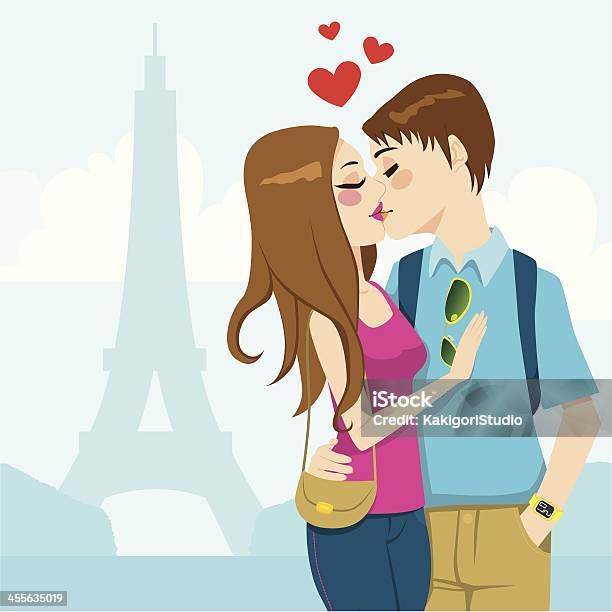 Paris Liebe Kiss Stock Vektor Art und mehr Bilder von Comic - Kunstwerk - Comic - Kunstwerk, Dating, Eiffelturm