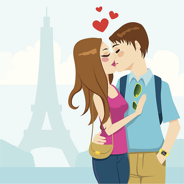 Paris Love Kiss Stock Illustration - Download Image Now - Adult, Adults  Only, Boyfriend - iStock