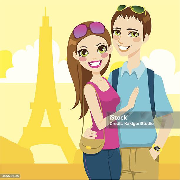 Поездка В Париж Медовый Месяц — стоковая векторная графика и другие изображения на тему Пара - Человеческие взаимоотношения - Пара - Человеческие взаимоотношения, Эйфелева башня, Башня