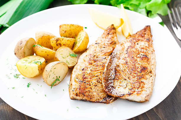 istock Fried mackerel with baked potato 455638037