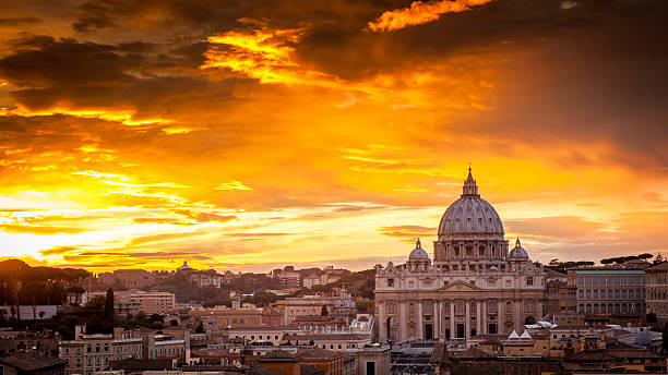 istock Basilica of St. Peter at sunset in Rome, Italy 455639729