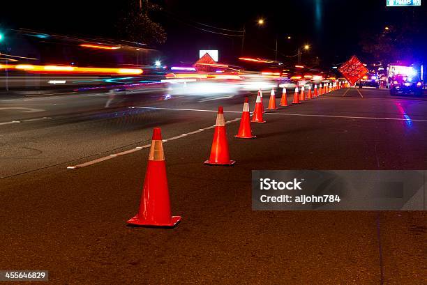 Dui Checkpoint Stock Photo - Download Image Now - Traffic Cone, Multiple Lane Highway, Night