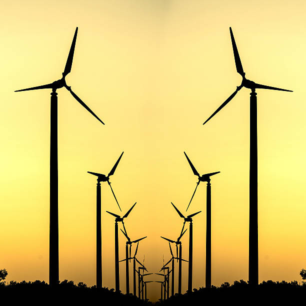 istock Silhouette of wind turbine 455647743