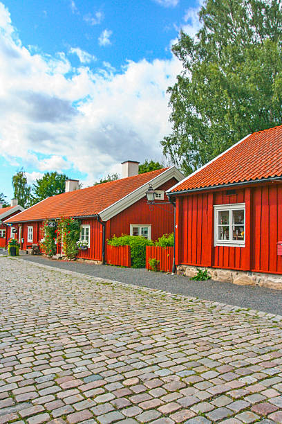 schwedische landschaft nahe joenkoeping - falun stock-fotos und bilder