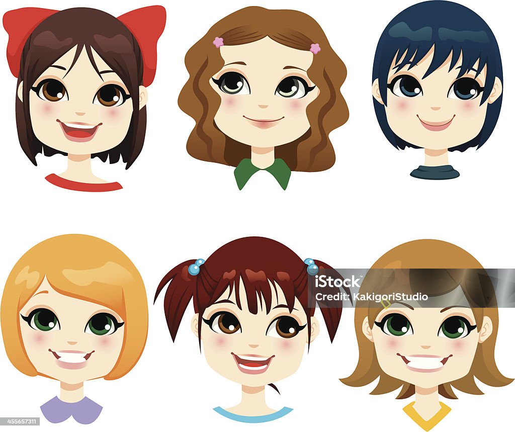 Little Girl Hairstyles Collection of six little girls with different hairstyles Blond Hair stock vector