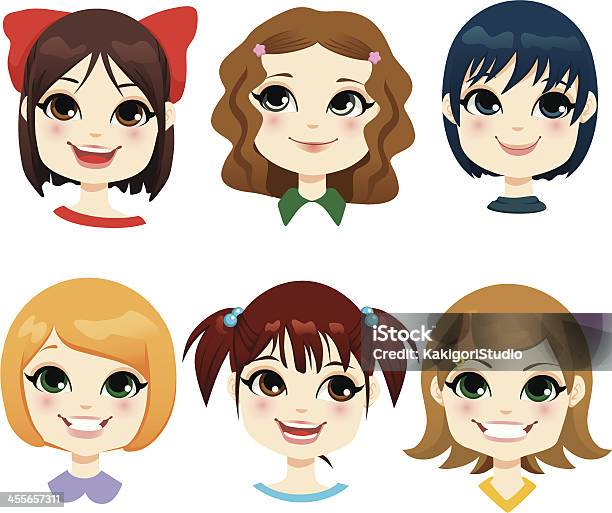 Little Girl Hairstyles Stock Illustration - Download Image Now - Blond Hair, Brown Hair, Cartoon