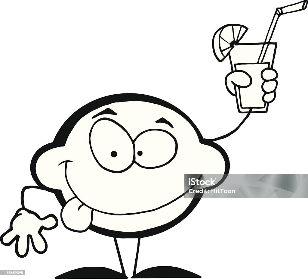 Black and White Lemon Holding A Glass Similar Illustrations: Black And White stock vector