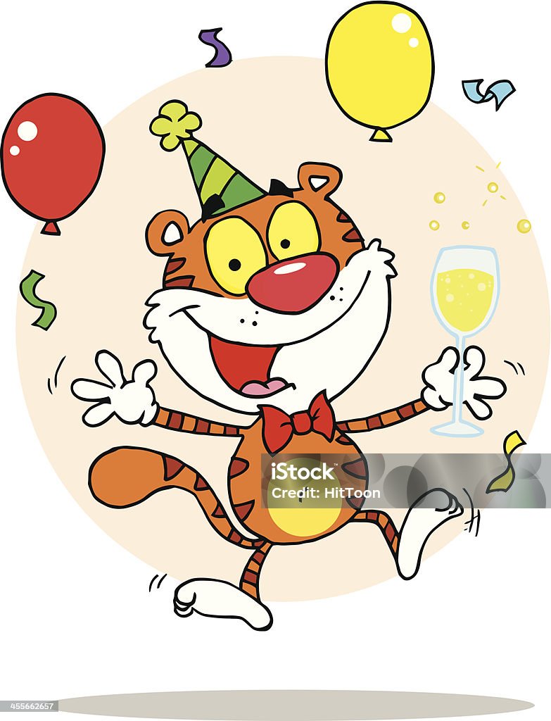 Tiger trzyma Szkło z tle - Grafika wektorowa royalty-free (Balon)