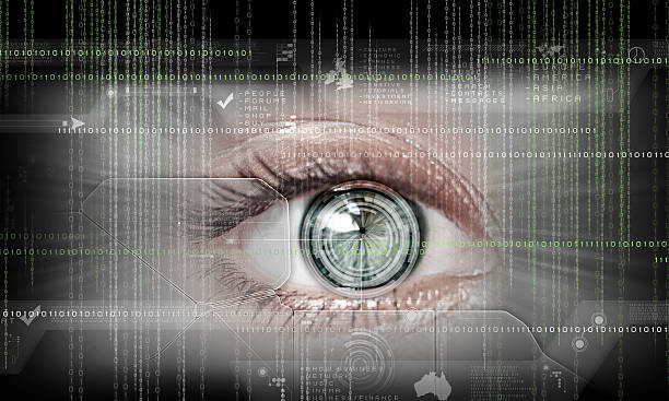 istock Digital image of woman's eye. Security concept 455663455