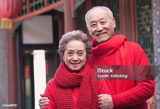 Portrait Of Senior Couple Outside By A Traditional Chinese Building Stock Photo - Download Image Now