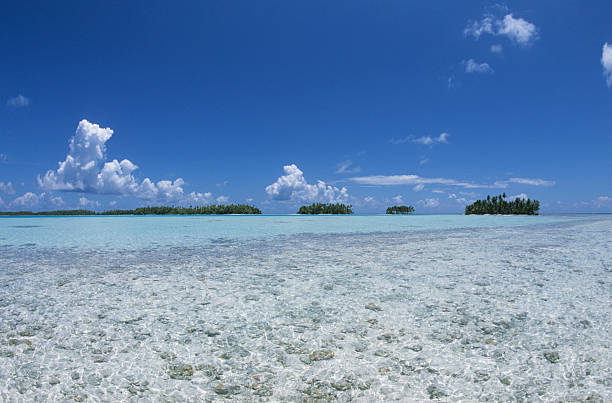 Lagoon and turquoise water in Polynesia stock photo