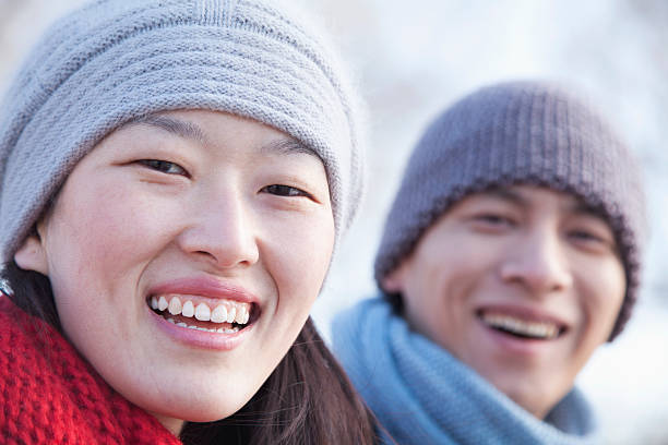 istock Young Couple in the Winter, Close Up on Face 455669315