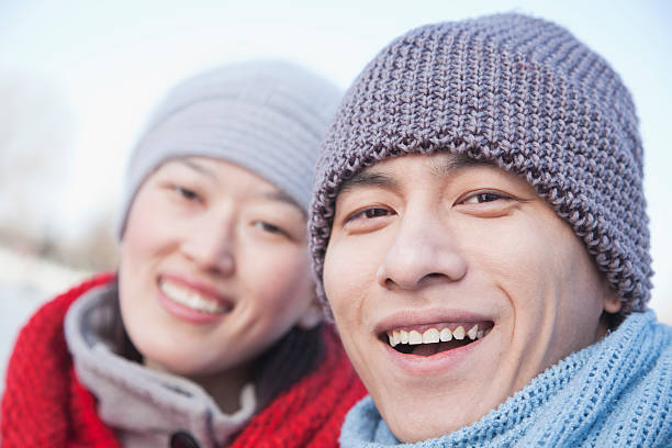 istock Young Couple in the Winter, Close Up on Face 455669569