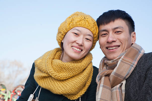 istock Young Couple Outside in winter, Beijing 455669611