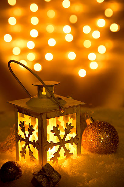 istock Christmas lantern with snowflakes 455671415