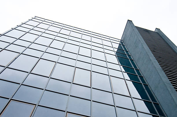 Window panels with concrete building stock photo