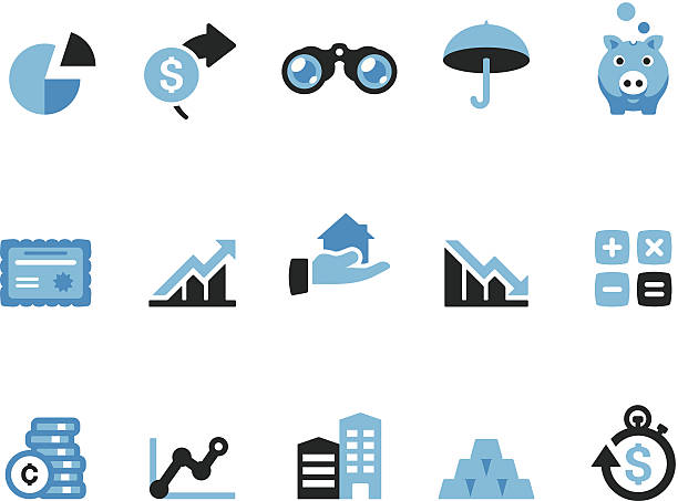 illustrazioni stock, clip art, cartoni animati e icone di tendenza di finanza/coolico icone - stock market data finance chart home finances