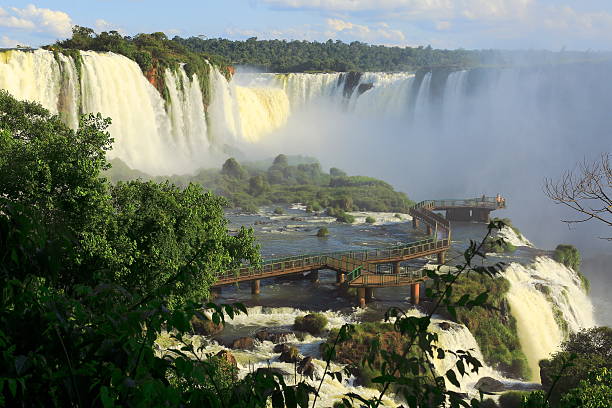 istock Powerful Iguacu Falls at sunlight Rainforest - Brazil, South America 455681765