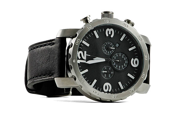 istock Hand watch, macro, isolated,leather wrist let with clipping path 455684325