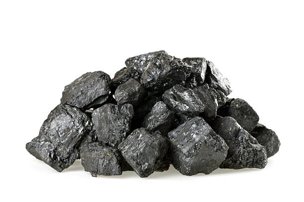 istock Pile of coal isolated on white 455684345