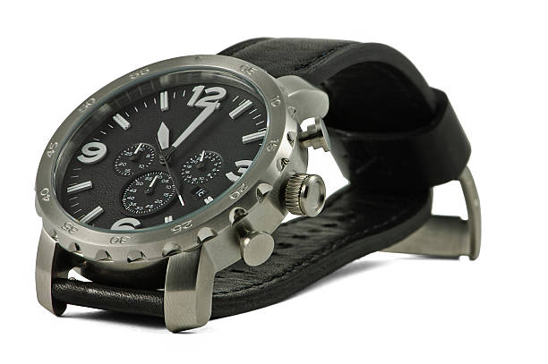 istock Hand watch, macro, isolated,leather wrist let with clipping path 455684477
