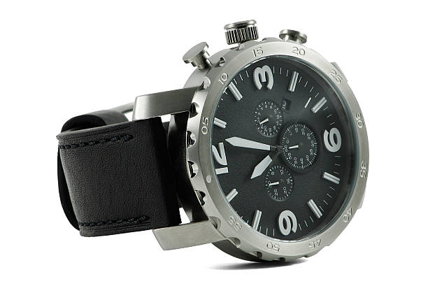 istock Hand watch, macro, isolated,leather wrist let with clipping path 455685473