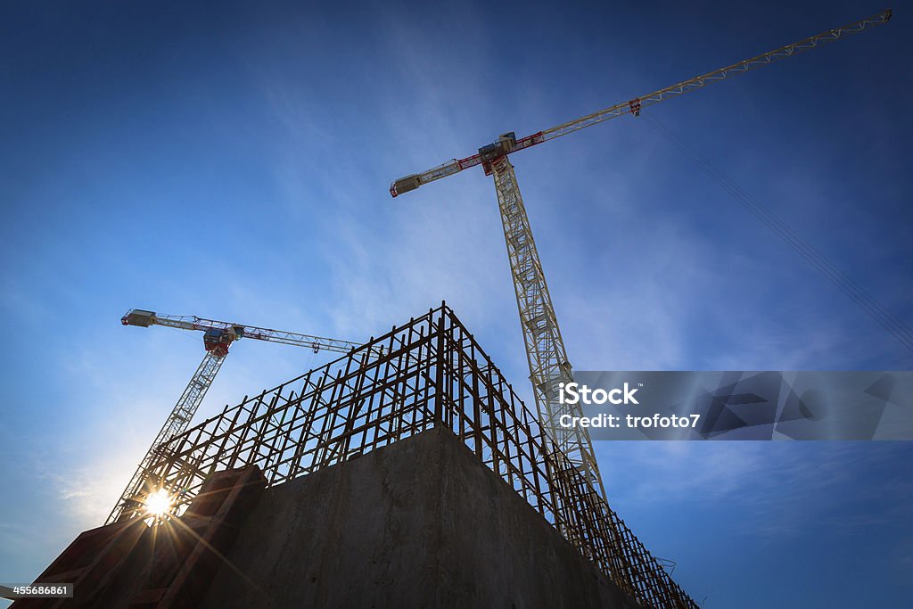 Construction site Construction site with cranes on sky background Architecture Stock Photo