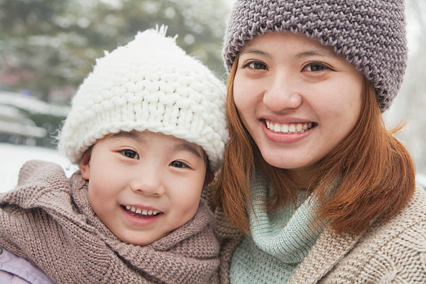 istock Mother and daughter portrait in winter 455690367