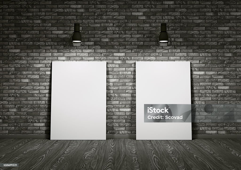 Two whiteboards in the room Interior of room with two whiteboards Blank Stock Photo