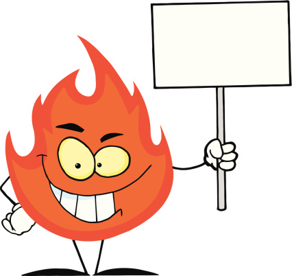 Flame Cartoon Character Holding A Blank Sign Stock Illustration - Download  Image Now - Banner - Sign, Blank Sign, Cartoon - iStock