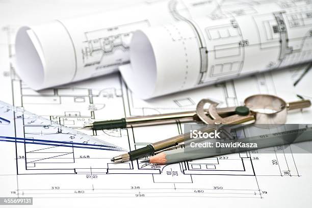 Photo libre de droit de Minier De Design Architectural De Plan Et Dessins De Projet banque d'images et plus d'images libres de droit de Affaires