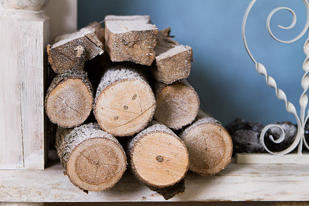 istock Christmas fireplace, firewood 455699299