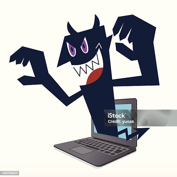 Ataque De Vírus No Computador - Arte vetorial de stock e mais imagens de Monstro - Monstro, Escritório, Computador
