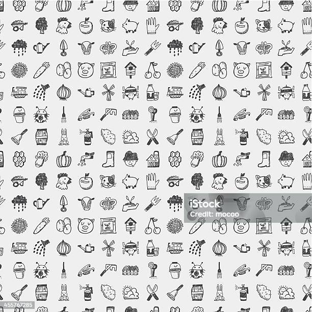 Seamless Doodle Farming Pattern Stock Illustration - Download Image Now - Adult, Agricultural Field, Agriculture