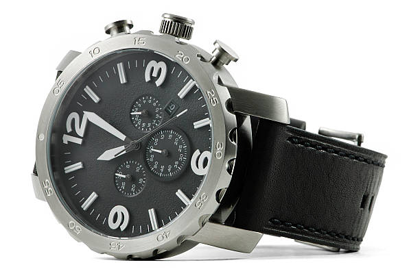 istock Hand watch, macro, isolated,leather wrist let with clipping path 455773189