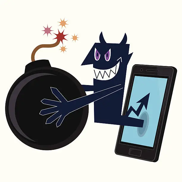 Vector illustration of Smartphone cracking