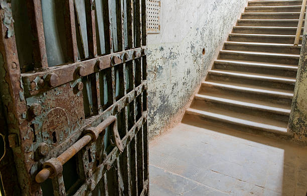 An abandoned prison cell block left to decay.